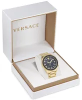 Versace Men's Swiss Chronograph Greca Dome Gold Ion Plated Bracelet Watch 43mm