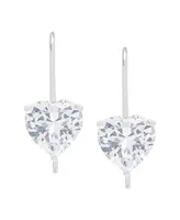 Macy's Silver Plated Brass Cubic Zirconia Heart Drop Earrings