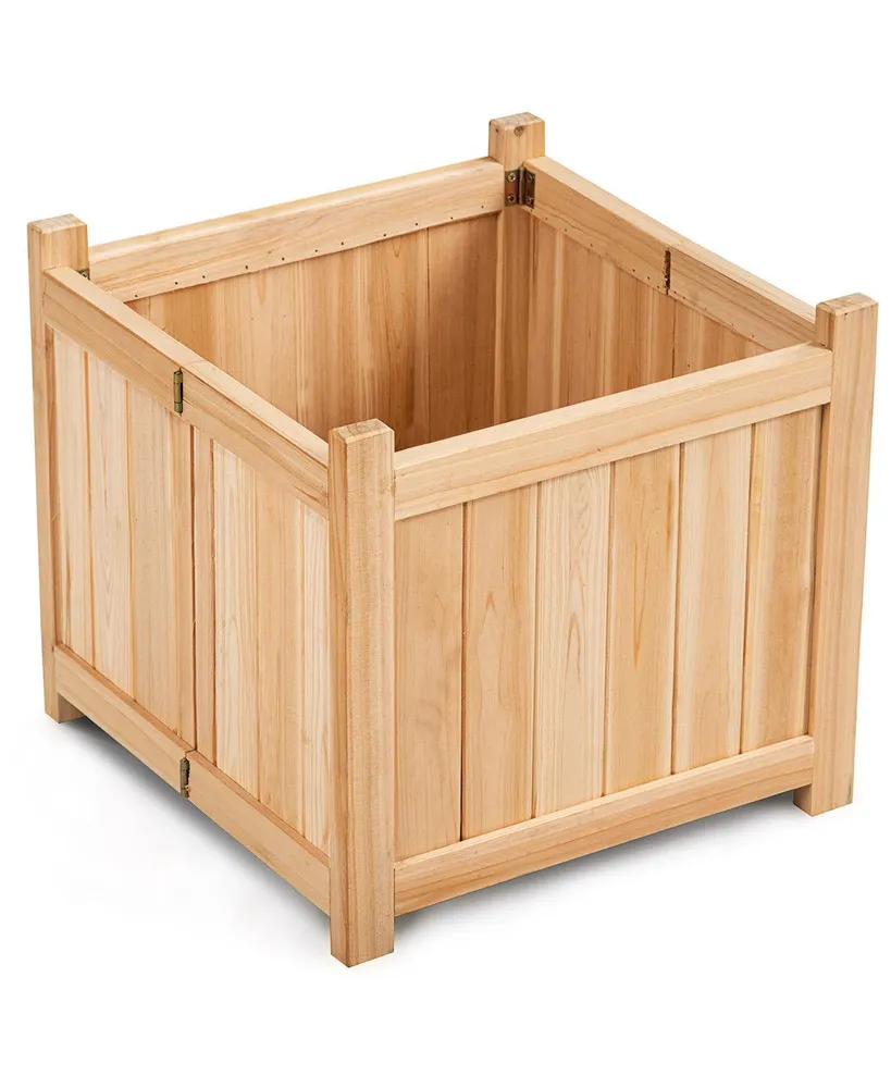 Costway Square Wood Flower Planter Box Raised Vegetable Patio