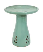 Sunnydaze Decor Classic Outdoor Cut-Out Ceramic Bird Bath - 20.5 in - Seafoam