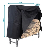 Sunnydaze Decor 4 ft Heavy-Duty Polyester Firewood Log Rack Cover - Black