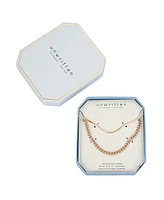 Unwritten 14K Gold Flash-Plated Light Enamel Curb Chain and Herringbone Chain Necklace Set