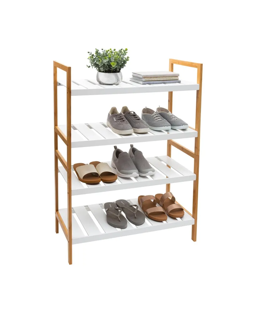 2-Tier Bamboo Stackable Shoe Shelf