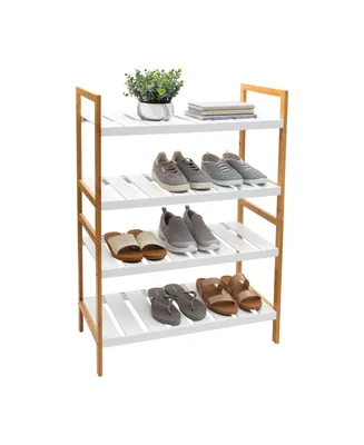 Organize it All 2 Pack Sonora Bamboo 2 Tier Stackable Shoe Rack