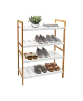 Organize it All 2 Pack Sonora Bamboo 2 Tier Stackable Shoe Rack