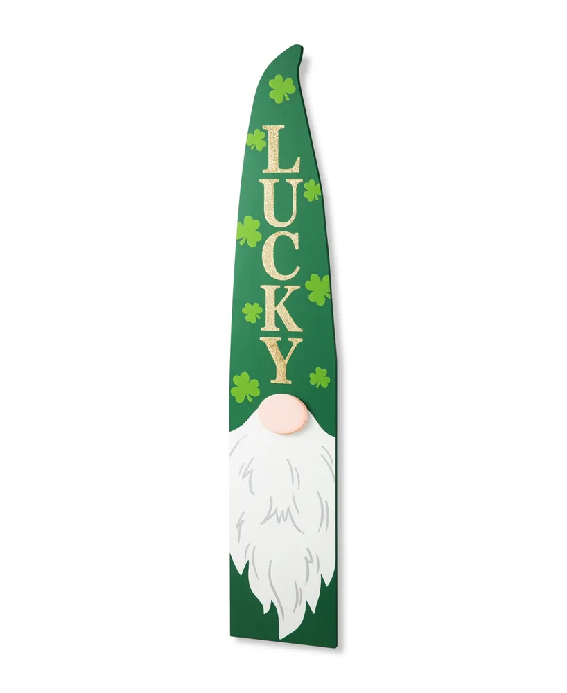 Glitzhome 42" H St. Patrick's Wooden Gnome Porch Decor