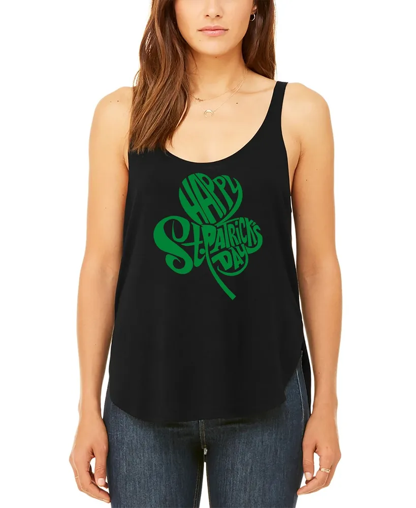 La Pop Art Women's Premium St. Patrick's Day Shamrock Word Flowy Tank Top