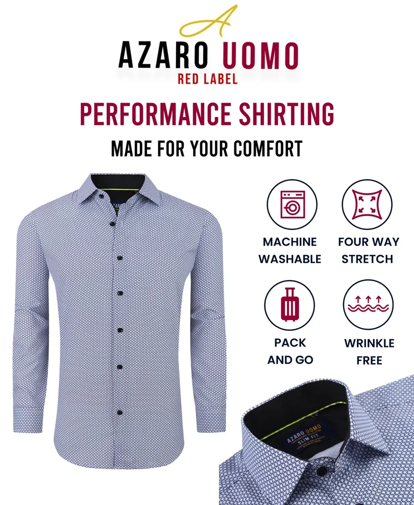 Azaro Uomo Men's Geometric Four-Way Stretch Button Down Shirt