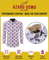 Azaro Uomo Men's Paisley Four-Way Stretch Button Down Slim Fit Shirt