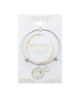 Two-Tone Crystal Butterfly Stainless Steel Adjustable Bangle