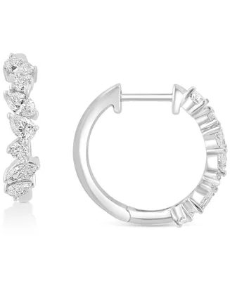 Effy Diamond Small Huggie Hoop Earrings (3/4 ct. t.w.) in 14k White Gold, 0.62"