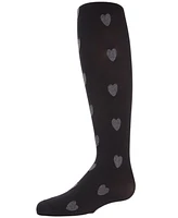 MeMoi Girls Heathered Heart Opaque Tights