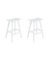 WestinTrends Outdoor Patio Adirondack Bar Height Stool Saddle Seat Chair Set of 2