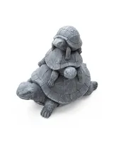 Glitzhome 15.75" L Magnesium Oxide Stacked Turtle Garden Statue