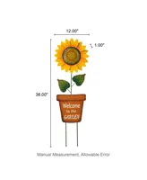 Glitzhome 36'' H Metal "Welcome to the Garden" Sunflower Yardstake
