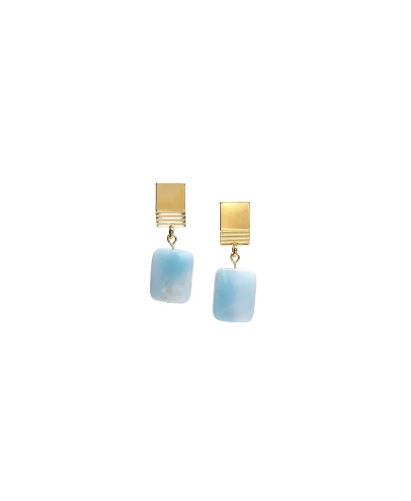 Layered Square + Amazonite Earrings