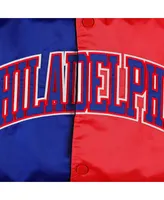 Men's Starter Royal, Red Philadelphia 76ers Fast Break Satin Full-Snap Jacket