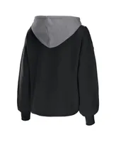 Women's Wear by Erin Andrews Black Miami Heat Pieced Quarter-Zip Hoodie Jacket