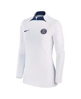 Women's Nike White Paris Saint-Germain Strike Drill Raglan Performance Quarter-Zip Top