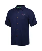 Men's Tommy Bahama Navy New England Patriots Top of Your Game Camp Button-Up Shirt