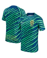 Men's Nike Blue, Green Brazil National Team 2022/23 Pre-Match Top
