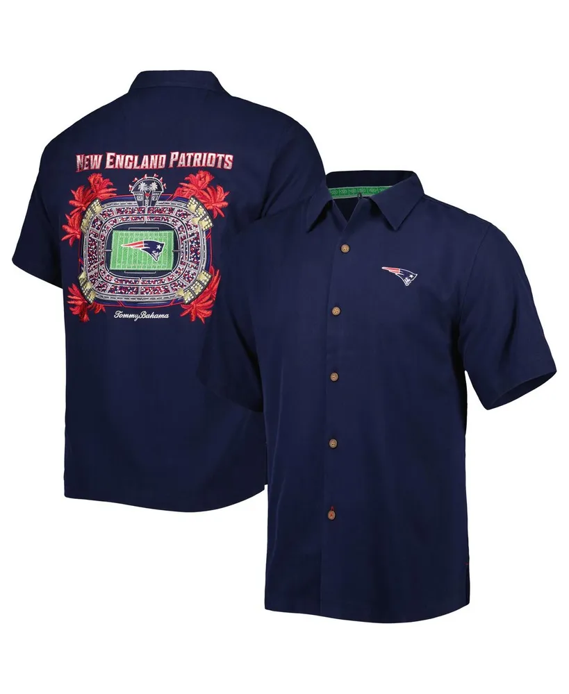 Men's Tommy Bahama Navy New England Patriots Top of Your Game Camp Button-Up Shirt