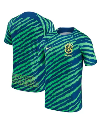 Men's Nike Blue, Green Brazil National Team 2022/23 Pre-Match Top