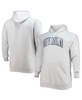 Men's Champion Heathered Gray North Carolina Tar Heels Big and Tall Reverse Weave Fleece Pullover Hoodie Sweatshirt