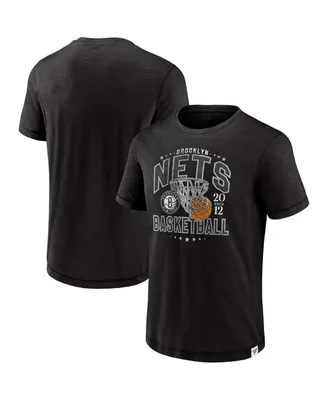 Men's Fanatics Black Brooklyn Nets Reinforce True Classics Vintage-Inspired Slub T-shirt
