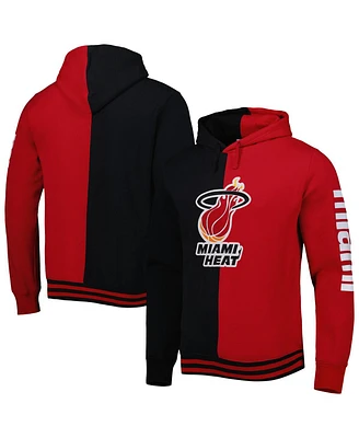 Men's Mitchell & Ness Black, Red Miami Heat Hardwood Classics Split Pullover Hoodie