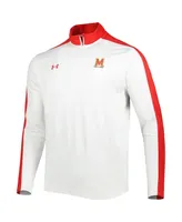 Men's Under Armour White Maryland Terrapins Lightweight Mock Neck Performance Quarter-Zip Jacket