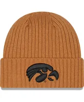 Men's New Era Light Brown Iowa Hawkeyes Core Classic Cuffed Knit Hat