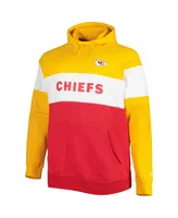 Men's New Era Red, Gold Kansas City Chiefs Big and Tall Current Colorblock Raglan Fleece Pullover Hoodie