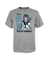 Youth Boys Philipp Grubauer Heather Gray Seattle Kraken Pixel Player 2.0 T-shirt