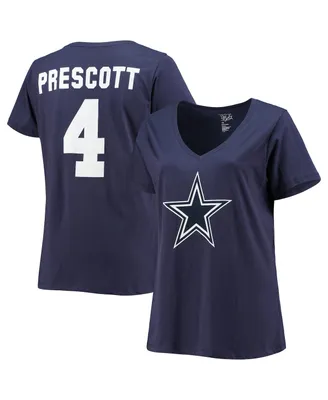 Women's Fanatics Dak Prescott Navy Dallas Cowboys Plus Name and Number V-Neck T-shirt