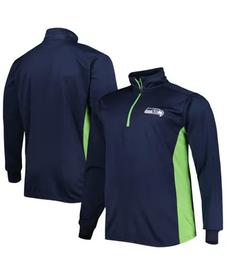 Men's College Navy Seattle Seahawks Big and Tall Quarter-Zip Top