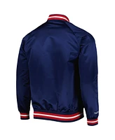 Men's Mitchell & Ness Navy New York Rangers Satin Full-Snap Varsity Jacket