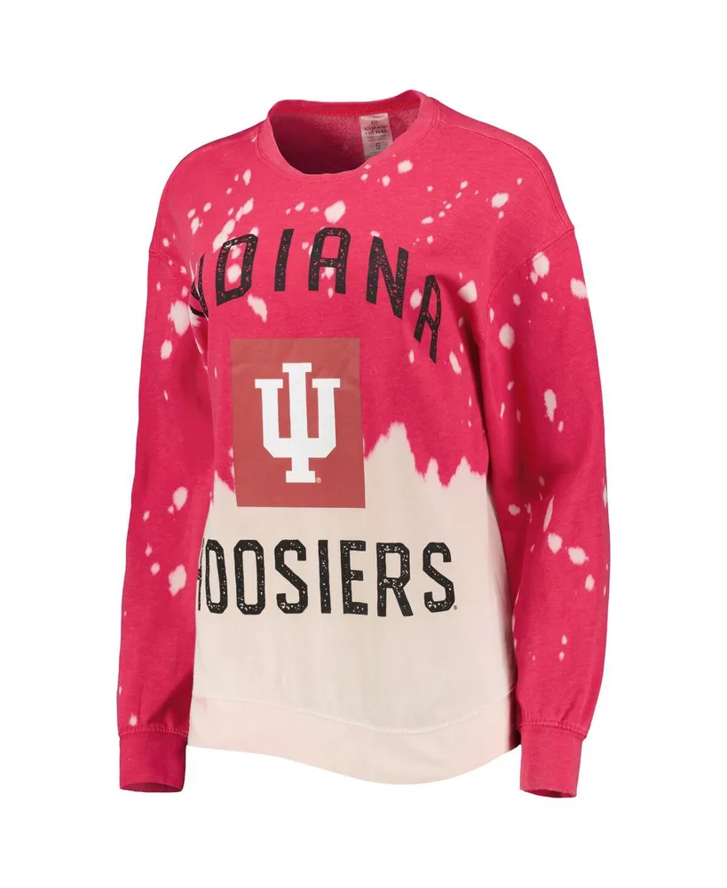 Women's Gameday Couture Crimson Indiana Hoosiers Twice As Nice Faded Dip-Dye Pullover Sweatshirt