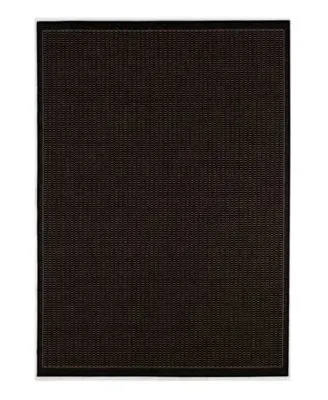 Closeout Couristan Recife Saddle Stitch Black Cocoa Indoor Outdoor Rug