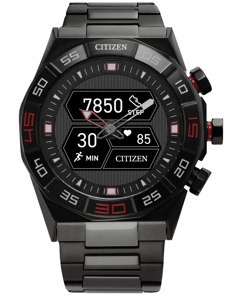 Citizen Men's Cz Smart Hybrid Black-Tone Stainless Steel Bracelet Smart Watch 44mm