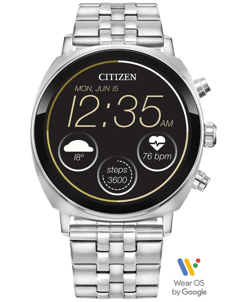 Citizen Unisex Cz Smart Wear Os Stainless Steel Bracelet Smart Watch 41mm - Silver