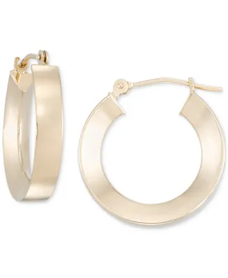 Polished Round Hoop Earrings in 14k Gold, 1/2"