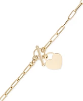 Polished Heart Link Toggle Necklace in 10k Gold