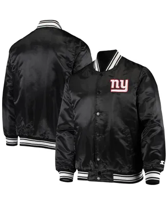Men's Starter Black New York Giants Locker Room Satin Varsity Full-Snap Jacket