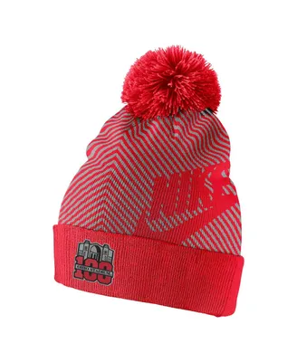 Men's Nike Scarlet Ohio State Buckeyes 100th Anniversary Ohio Stadium Cuffed Knit Hat with Pom