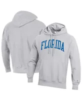 Men's Champion Heathered Gray Florida Gators Team Arch Reverse Weave Pullover Hoodie