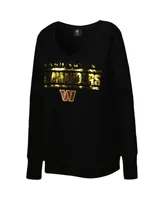 Women's Cuce Black Washington Commanders Sequin Logo V-Neck Pullover Sweatshirt