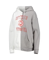 Women's Gameday Couture Gray, White Nebraska Huskers Split Pullover Hoodie