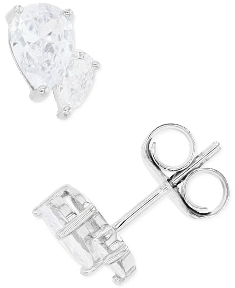 Cubic Zirconia Stud Earrings Sterling Silver or 14k Gold over