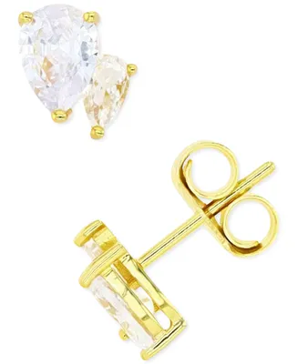 Cubic Zirconia Stud Earrings Sterling Silver or 14k Gold over